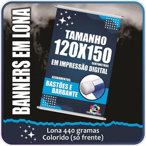 Banner 120X150 Lona 440g Brilho 100X150 | 4X0 |   