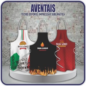 AVENTAL Tecido Oxford |  Sublimação |  Costura Overlock 