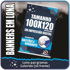 Banner 100X120 Lona 440g Brilho 100X120 | 4X0 |   