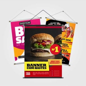 Banner com Tubete 100x150 Lona Front 440g/m² 100x150 4/0  Com tubetes em PVC 
