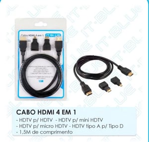 Cabo HDMI com adaptador 4 em 1      