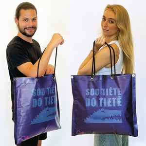 SOU TIÉTE DO TIETÊ - Curiosa Bolsa Design Exclusivo - São Paulo Lona de PVC, Bolsa de Lona Plástica 45x50 cm. Impressão UV a 4/0 cores.  Corte reto. 