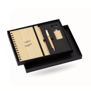 Kit ecológico com Chaveiro, Caderno e Caneta
