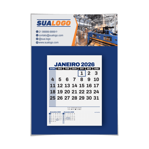 Calendário de parede com folha destacável A4