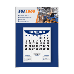 Calendário de parede com folha destacável A4