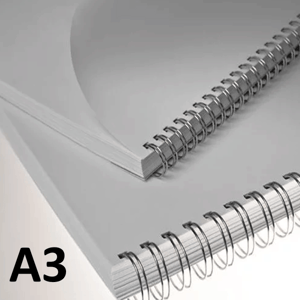 Encadernação Wire-O A3 Duplo Anel e Capas em PVC (A3) 297X420mm    