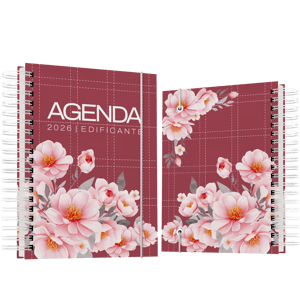 Agenda 2026 Floral Edificante Capa Dura (A5) 148x210mm  Laminação Brilho ou Fosco Encadernação Wire-O 