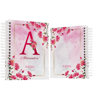 Agenda 2026 Floral Clean Capa Dura (A5) 148x210mm  Laminação Brilho ou Fosco Encadernação Wire-O 