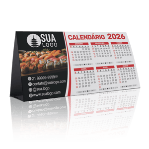 Calendário de Mesa Triangular Papel Cartão 300gr/m² 200x95mm 4/0 (Somente frente)   