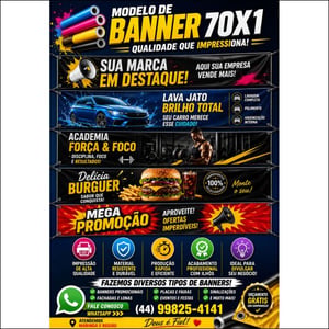BANNER LONA C/ IMP DIGITAL  70X1 LONA 70X1 4X0  MADEIRA OU ILHÓS 