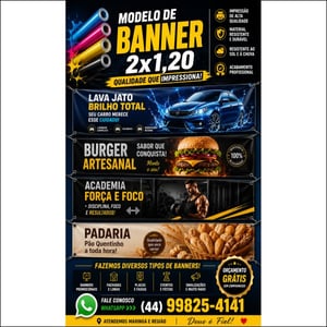 BANNER LONA C/ IMP DIGITAL  2X1,20 LONA 2X1,20 4X0  MADEIRA OU ILHÓS 