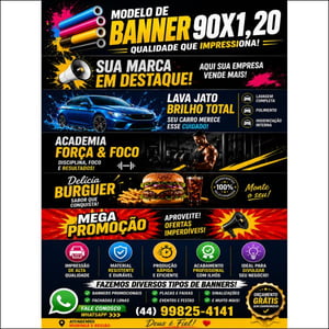 BANNER LONA C/ IMP DIGITAL 90X1,20 LONA 90X1,20 4X0  MADEIRA OU ILHÓS 