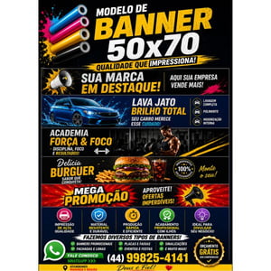 BANNER LONA C/ IMP DIGITAL 50X70 LONA 50X70 4X0  MADEIRA OU ILHÓS 