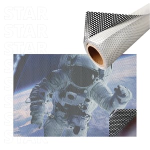 VINIL PERFURADO Adesivo Vinil Perfurado Largura 130cm 4x0 Impressão Solvente Sem acabamento 