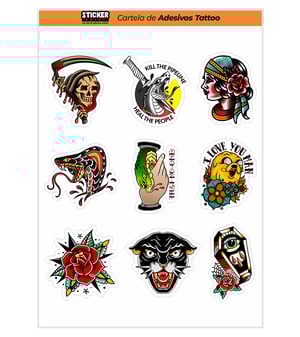 Cartela Tattoo Vinil 29,7 x 21 cm  Corte Total Tinta Eco Solvente 