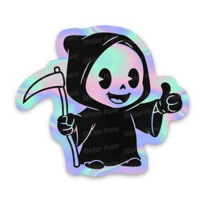 CUTE DEATH Vinil 7~9 cm 4x0 Corte Total Tinta Eco Solvente Holográfico