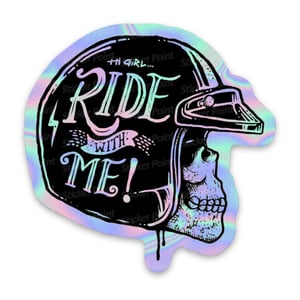 RIDE OR DIE Vinil 7~9 cm 4x0 Corte Total Tinta Eco Solvente Holográfico