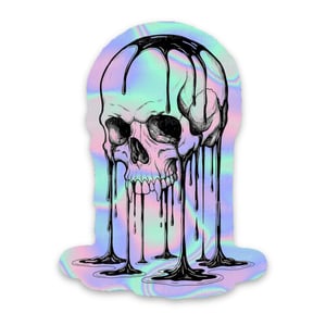 MELTED SKULL Vinil 7~9 cm 4x0 Corte Total Tinta Eco Solvente Holográfico