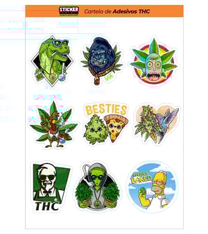 Cartela THC Vinil 21 x 15 cm 4x0 Laminado Brilho Meio corte 