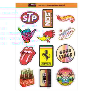 Cartela Retro 3 Vinil 21 x 15 cm 4x0 Laminado Brilho Meio corte 