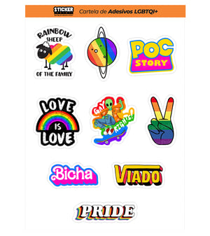 Cartela LGBT Vinil 21 x 15 cm  Laminado Brilho Meio corte 