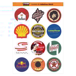 Cartela Retro 1 Vinil 21 x 15 cm 4x0 Laminado Brilho Meio corte 