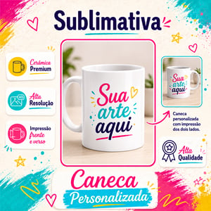 Caneca de Porcelana Personalizada com Foto, Nome e Frase