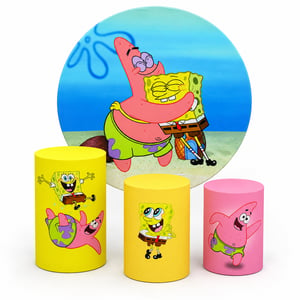 Kit Capas Bob Esponja para Painel Redondo 1,50 m e Trio de Cilindros