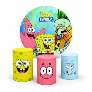Kit Capas Bob Esponja para Painel Redondo 1,50 m e Trio de Cilindros