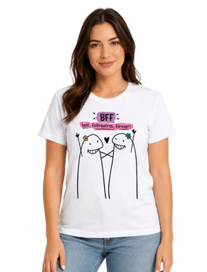 Camiseta Flork Best Friends Personalizada DTF em Algodão | Alta Qualidade Algodão     