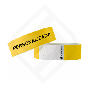 Pulseira tyvek personalizada dourado Tyvek 2x25cm Dourado Impressão a laser preta Brilho 