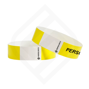 Pulseira tyvek personalizada amarela Tyvek 2x25cm Amarela Impressão a laser preta Brilho 