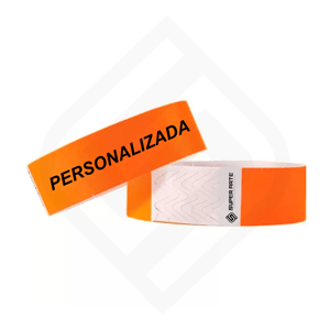 Pulseira tyvek personalizada laranja Tyvek 2x25cm Laranja Impressão a laser preta Brilho 