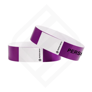 Pulseira tyvek personalizada Roxo Tyvek 2x25cm Roxo Impressão a laser preta Brilho personalizada