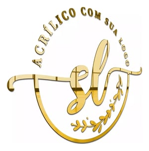Logo de acrílico espelhado dourado Acrílico 2mm 100x100cm Espelhado Dourado  Corte Computadorizado Gabarito de papel e fita duplaface