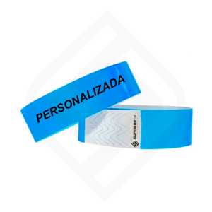 Pulseira tyvek personalizada azul Tyvek 2x25cm azul Impressão a laser preta  