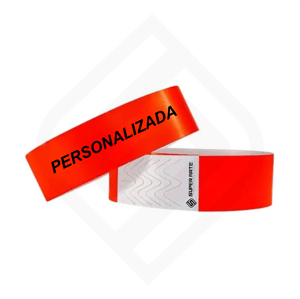 Pulseira tyvek personalizada vermelha Tyvek 2x25cm Vermelha  Brilho 