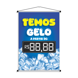 Banner temos gelo Lona 280g 40cm x 60cm 4x0 Impressão digital Bastão e cordão 