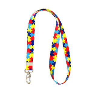 Cordão autista para crachá Poliéster 425x12mm Colorido  Com presilha 