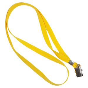 Cordão amarelo para crachá Poliéster 425x12mm amarelo  Com presilha 