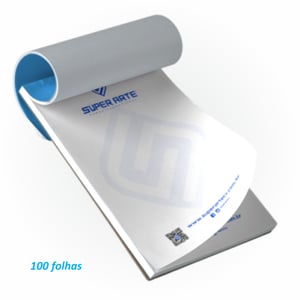 Bloco de anotação 100 folhas Papel sulfite 75g 14x20cm 4x0 Impressão jato de tinta Colado 