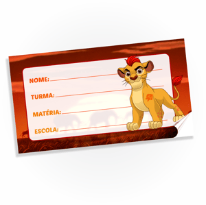 Etiquetas escolar tema rei leão Vinil adesivo fosco 0,08 120g 5x3cm Colorido 4x0 impressão digital Corte computadorizado 