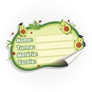 Etiquetas escolar tema abacate Vinil adesivo fosco 0,08 120g 5x3cm Colorido 4x0 impressão digital Corte computadorizado 