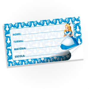 Etiquetas escolar tema alice Vinil adesivo fosco 0,08 120g 5x3cm Colorido 4x0 impressão digital Corte computadorizado 