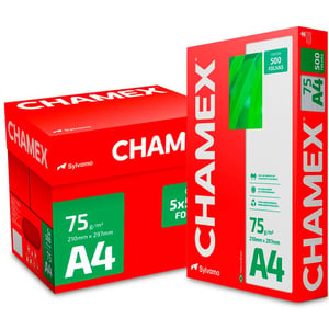 Papel Sulfite A4 Chamex 75g Branco – Caixa com 5 Resmas e 2.500 Folhas