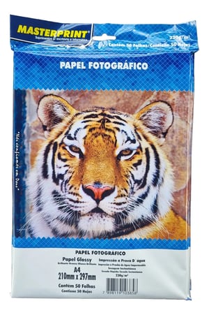 Papel Fotográfico Glossy A4 230g Masterprint – 50 Folhas Glossy 230g a4 Branco   