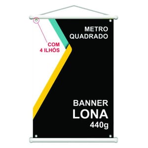 Lona Front Com verniz  4x0 Banner Bastão, cordão, ponteira e 4 ilhós 