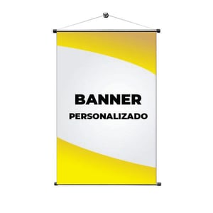 Banner 60x90cm - Promocional 280g Lona Front - 280g 60x90cm 4x0  Bastão, cordão e ponteira 