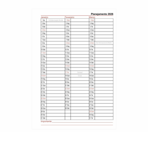 Agenda Diária Personalizada 2026