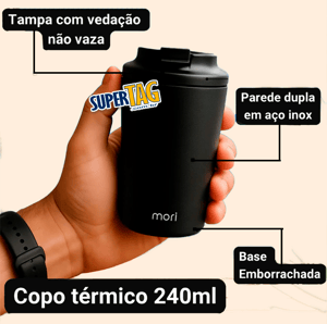 Copo Térmico Inox Coffee Mori - 240 ML - Com Tampa - MR1349
